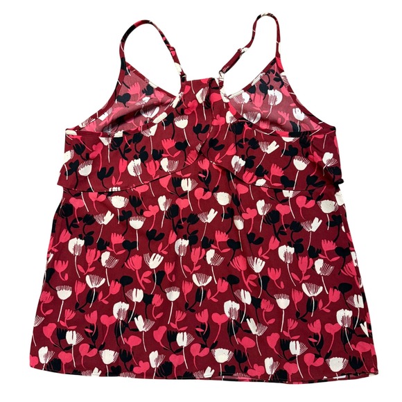 Cabi Womens Burgundy Floral Print Spaghetti Strap Tank Top Size Large - Picture 6 of 8